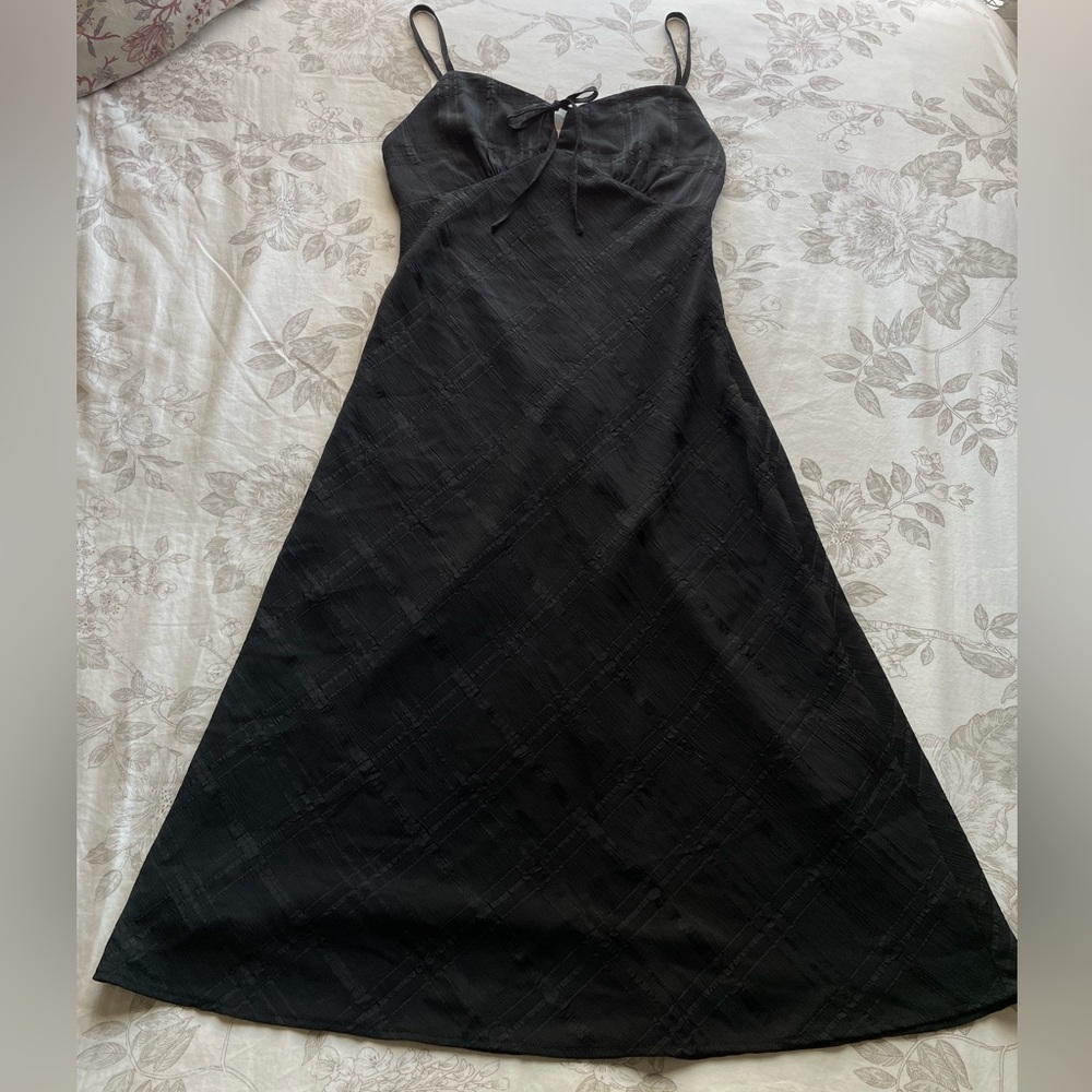 Black Milkmaid Babydoll Plaid Jacquard Midi Slip Dress Small Whimsigoth Feminine